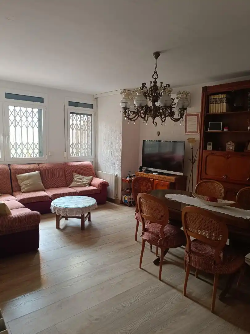 Sala d'estar de Pis en venda en Santa Coloma de Gramenet amb Aire condicionat, Calefacció i Jardí privat