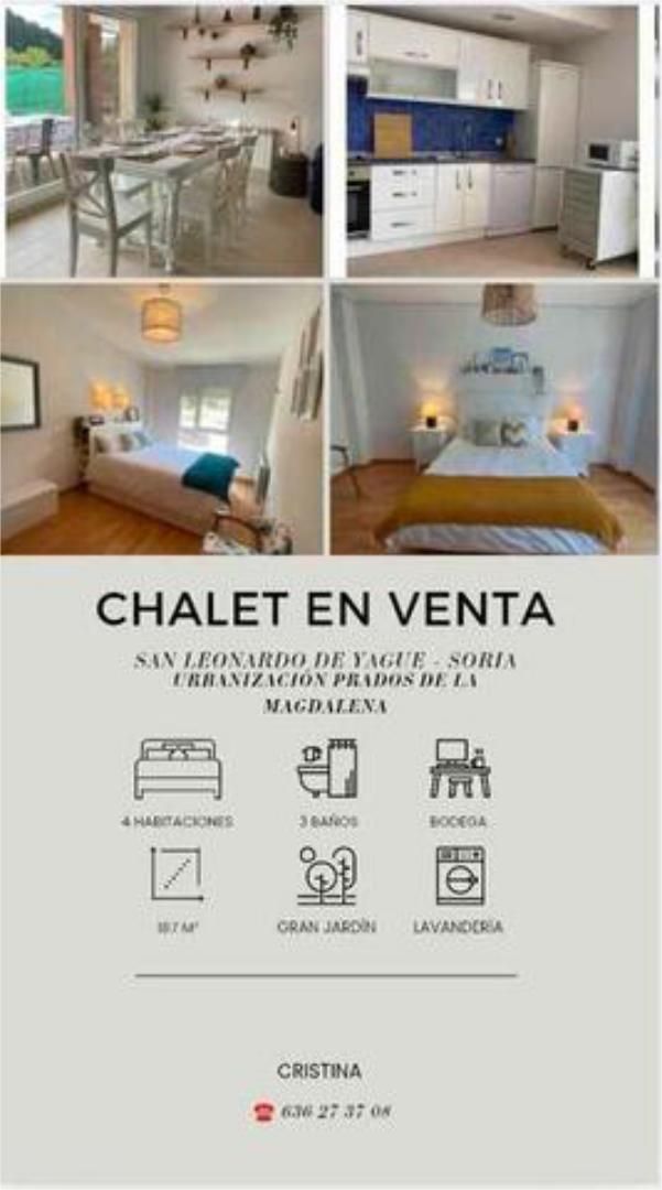 Casa adosada en venda a San Leonardo de Yagüe Dormitori de Casa adosada en venda en San Leonardo de Yagüe amb Calefacció, Jardí privat i Terrassa