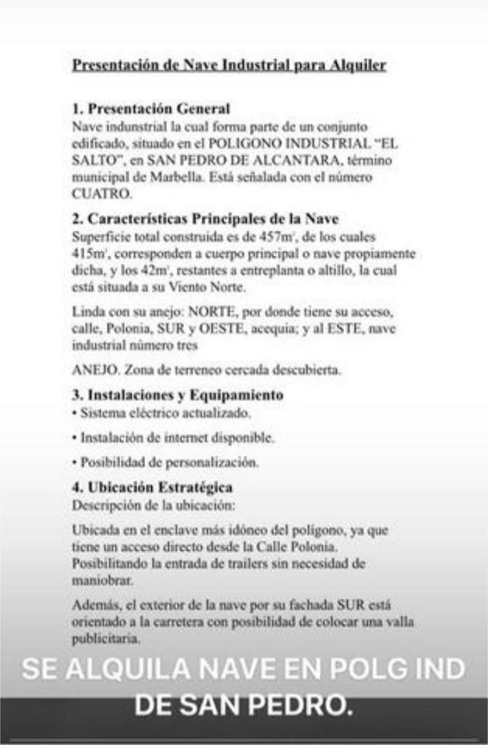 Nau industrial de lloguer en Marbella