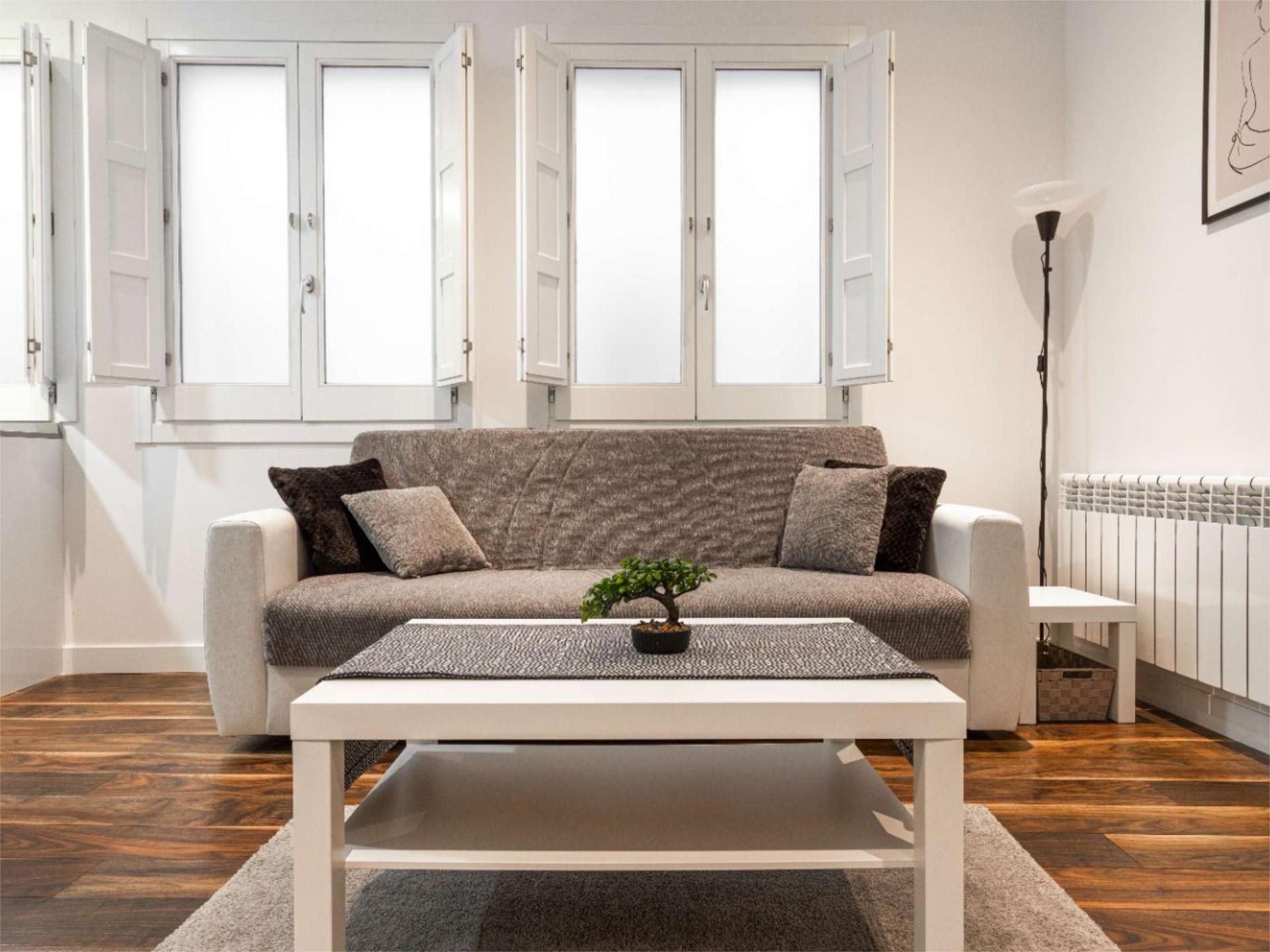 Sala d'estar de Pis de lloguer en  Madrid Capital amb Aire condicionat, Parquet i Moblat