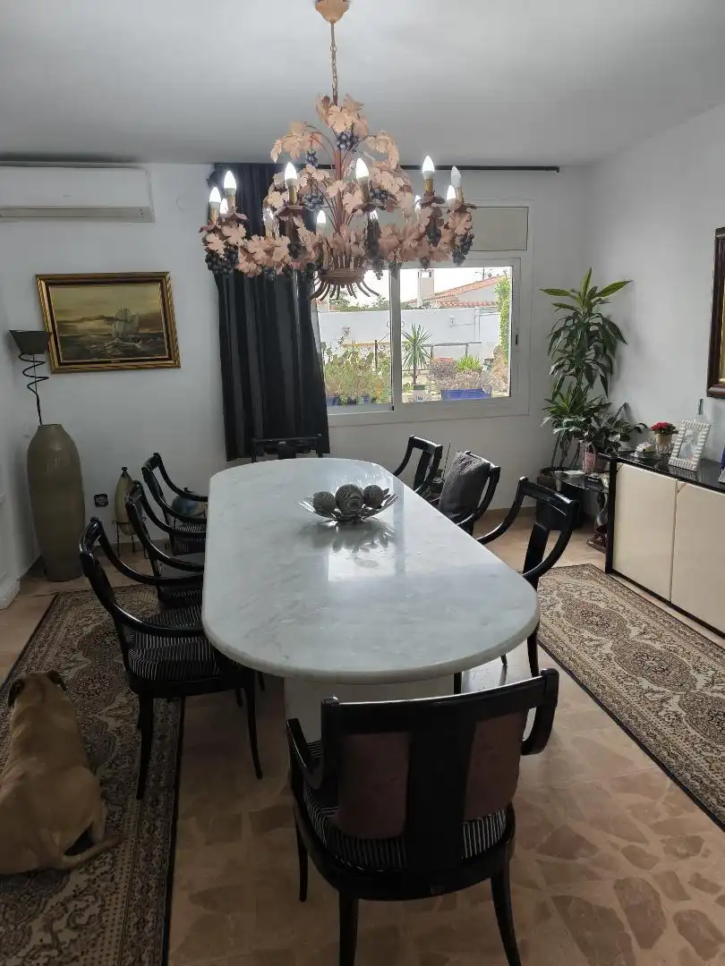 Houses for sale in Carrer del Fluvià, 13, El Casalot Dining room of Houses for sale in Mont-roig del Camp with Air Conditioner, Terrace and Swimming Pool