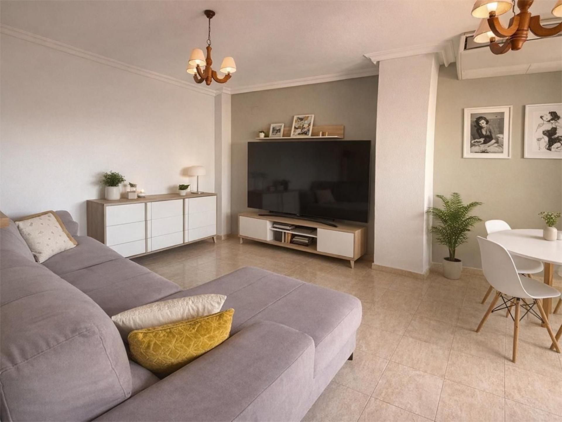 Living room of Flat for sale in Villajoyosa / La Vila Joiosa  with Air Conditioner, Terrace and Swimming Pool