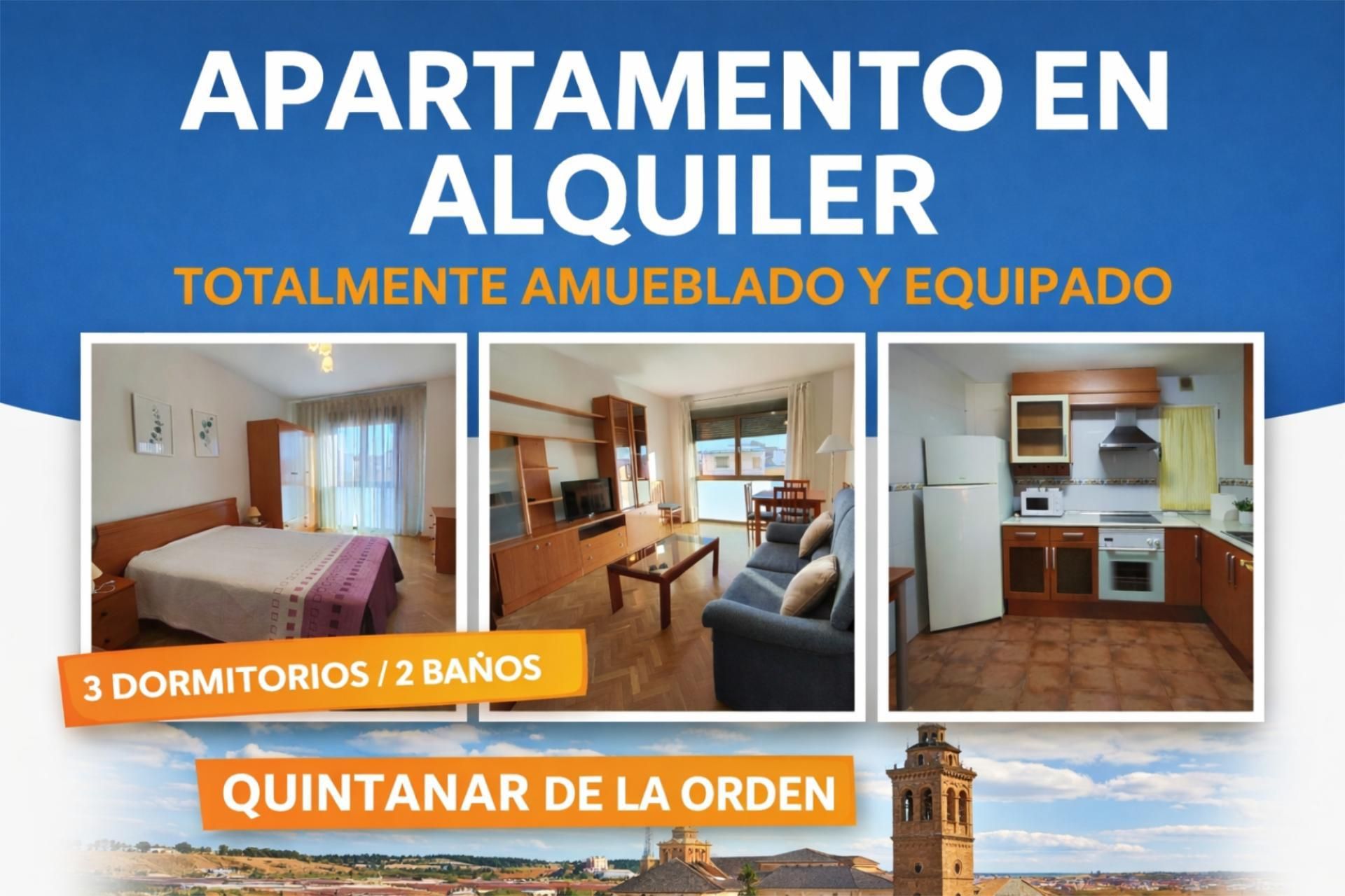 Vista exterior de Pis de lloguer en Quintanar de la Orden amb Calefacció, Parquet i Moblat