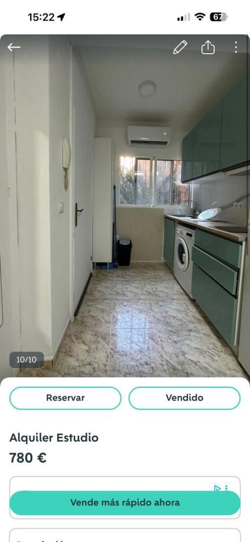 Cocina de Estudio de alquiler en Alicante / Alacant con Aire acondicionado, Calefacción y Amueblado