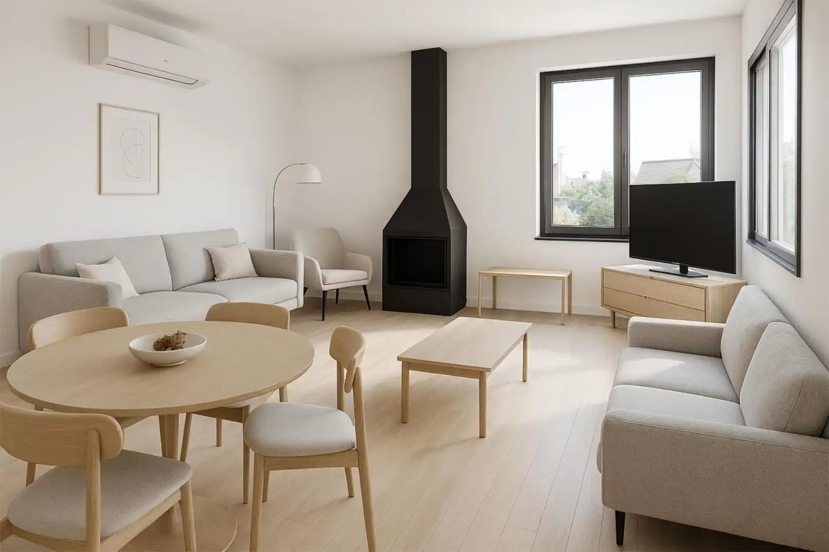Flat for sale in Carrer Joan Tarruella, 67, Pallejà Living room of Flat for sale in Pallejà with Air Conditioner, Terrace and Balcony