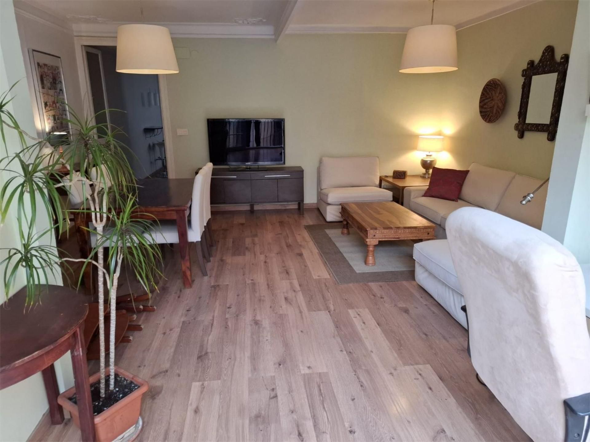 Sala d'estar de Pis de lloguer en  Barcelona Capital amb Aire condicionat, Parquet i Moblat