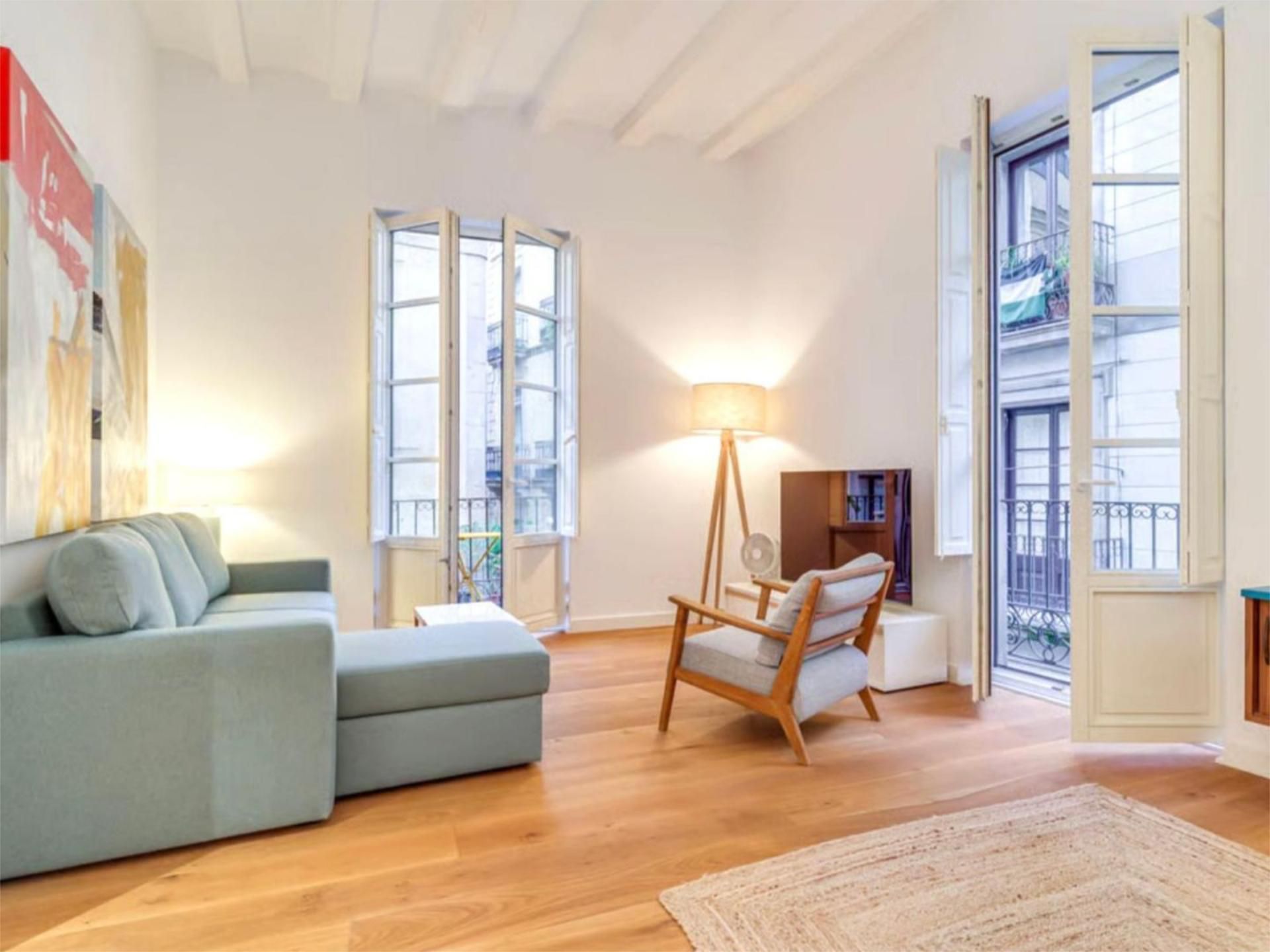 Sala d'estar de Apartament de lloguer en  Barcelona Capital amb Aire condicionat, Calefacció i Terrassa
