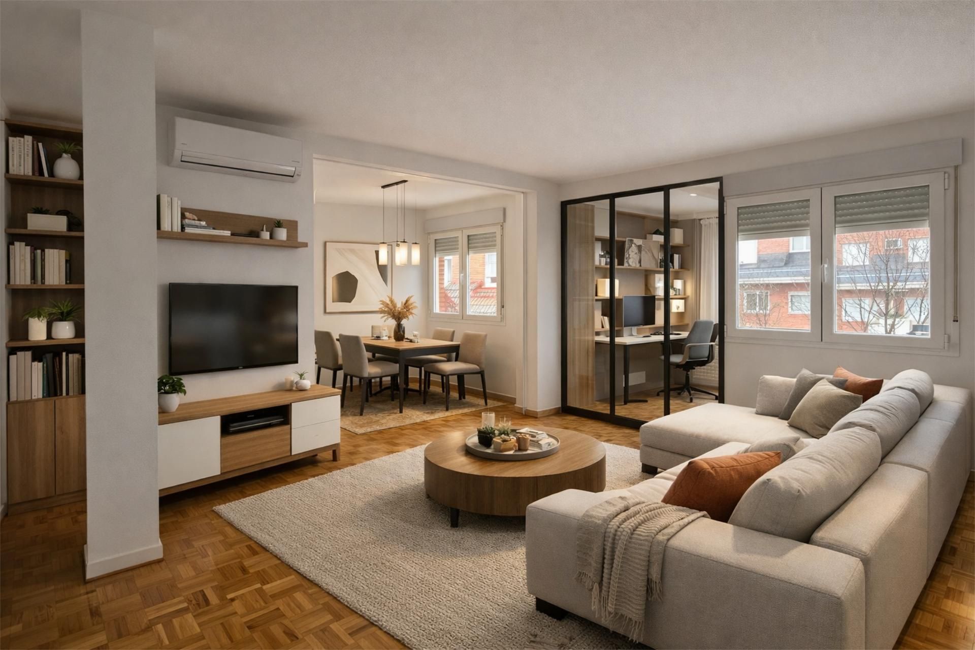 Living room of Flat for sale in Las Rozas de Madrid  with Air Conditioner, Heating and Parquet flooring