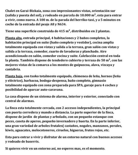 Foto 2 de Casa o xalet en venda a Goierri Auzoa, 4, Garai, Bizkaia