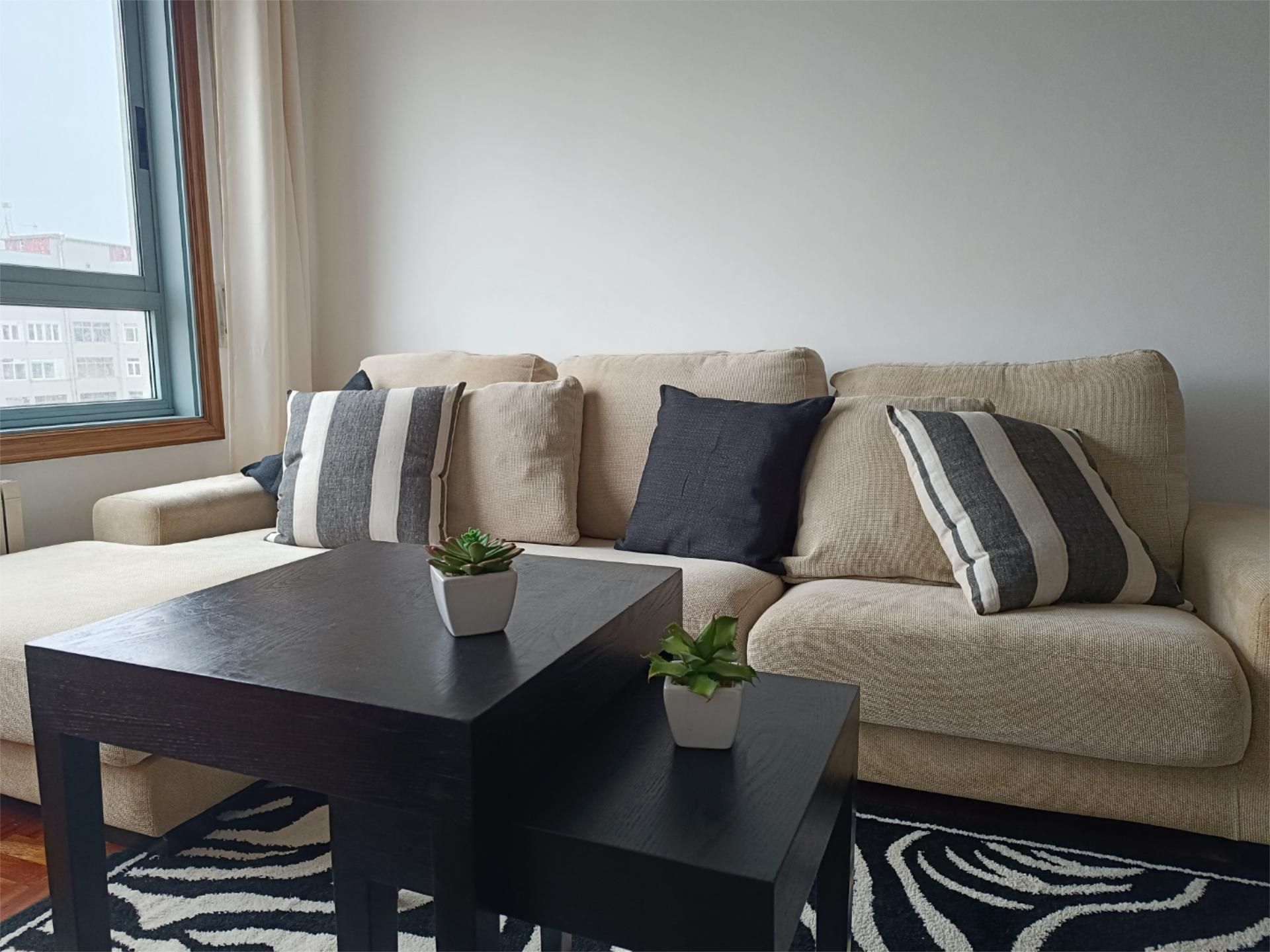 Sala d'estar de Pis de lloguer en Vigo  amb Calefacció, Parquet i Moblat