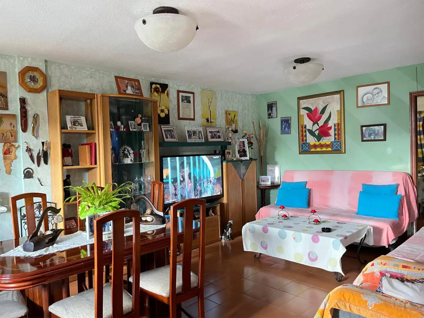 Living room of Flat for sale in La Oliva  with Heating, Terrace and Furnished