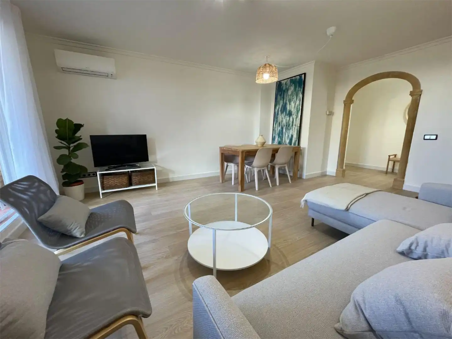 Sala de estar de Apartamento de alquiler en Jávea / Xàbia con Aire acondicionado, Calefacción y Jardín privado