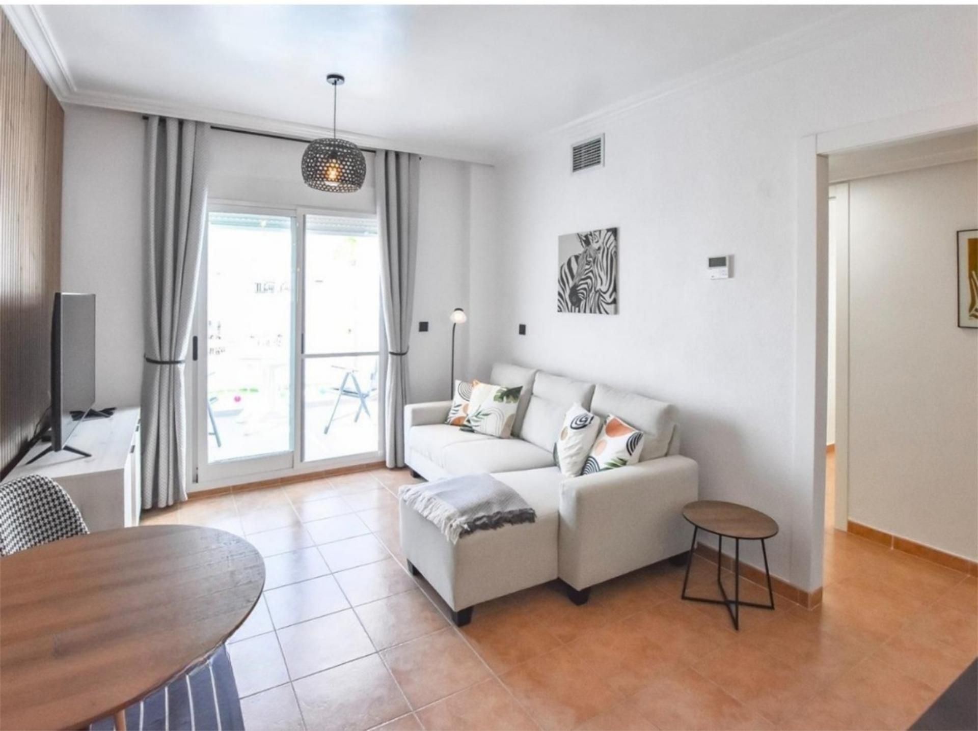 Wohnzimmer von Wohnung zur Miete in Mojácar mit Klimaanlage, Heizung und Privatgarten