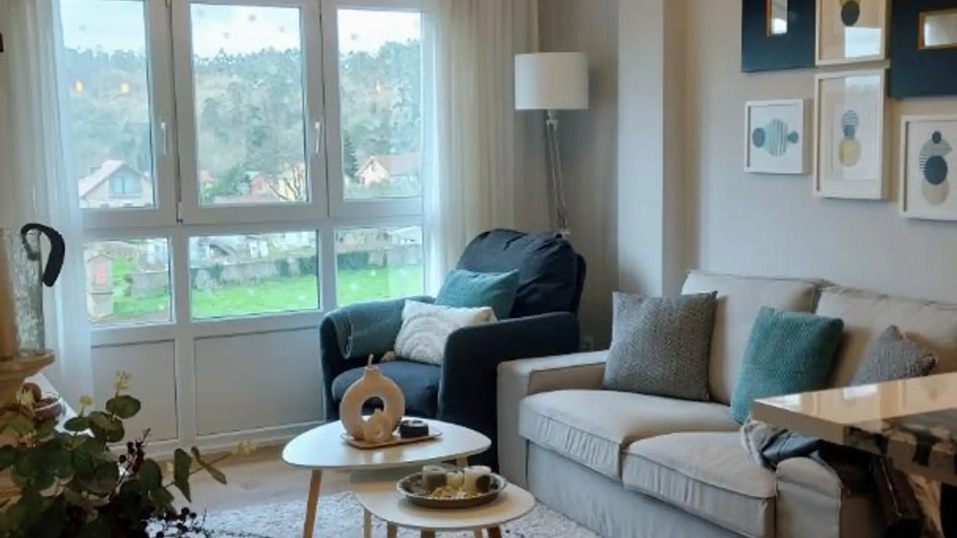 Sala de estar de Piso en venta en Negreira con Parquet y Amueblado