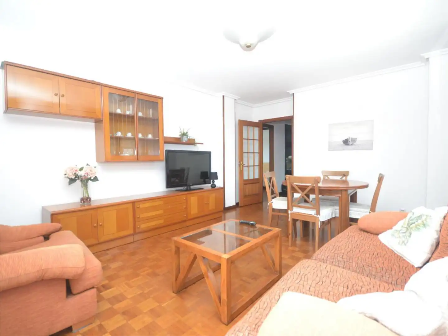 Living room of Flat for rent in Santander  with Heating, Private garden and Parquet flooring