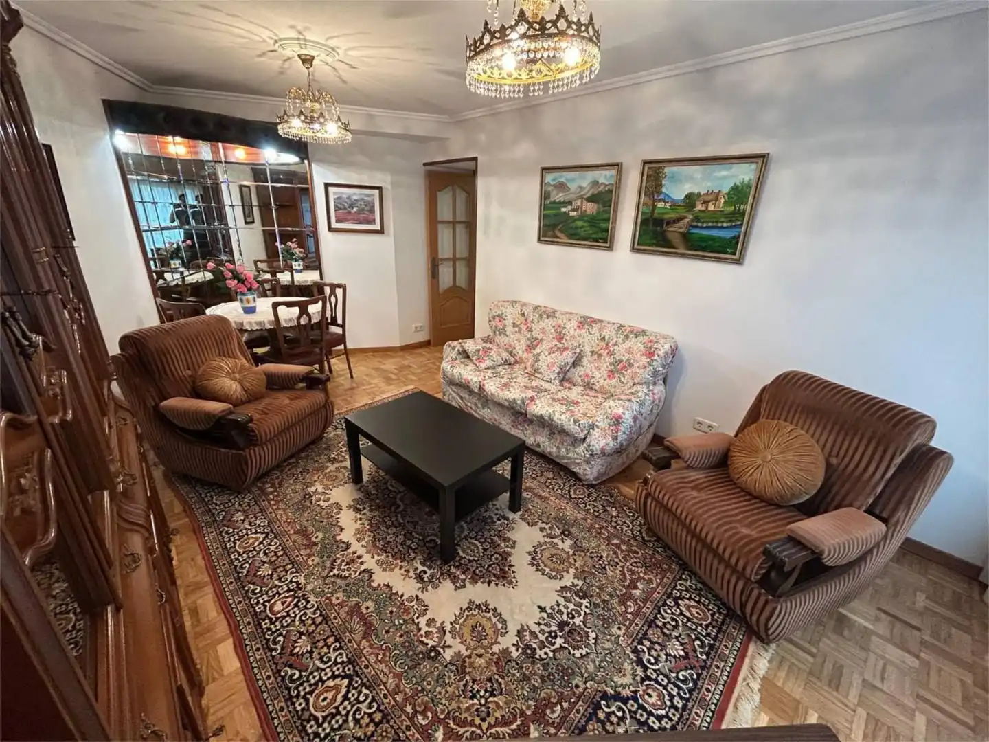 Living room of Flat for rent in A Coruña Capital   with Parquet flooring and Furnished