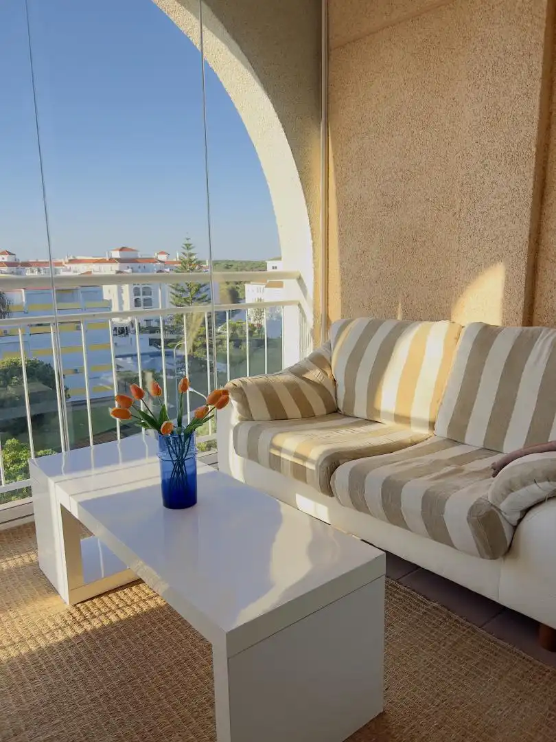Terraza de Piso de alquiler en El Portil con Aire acondicionado, Calefacción y Jardín privado