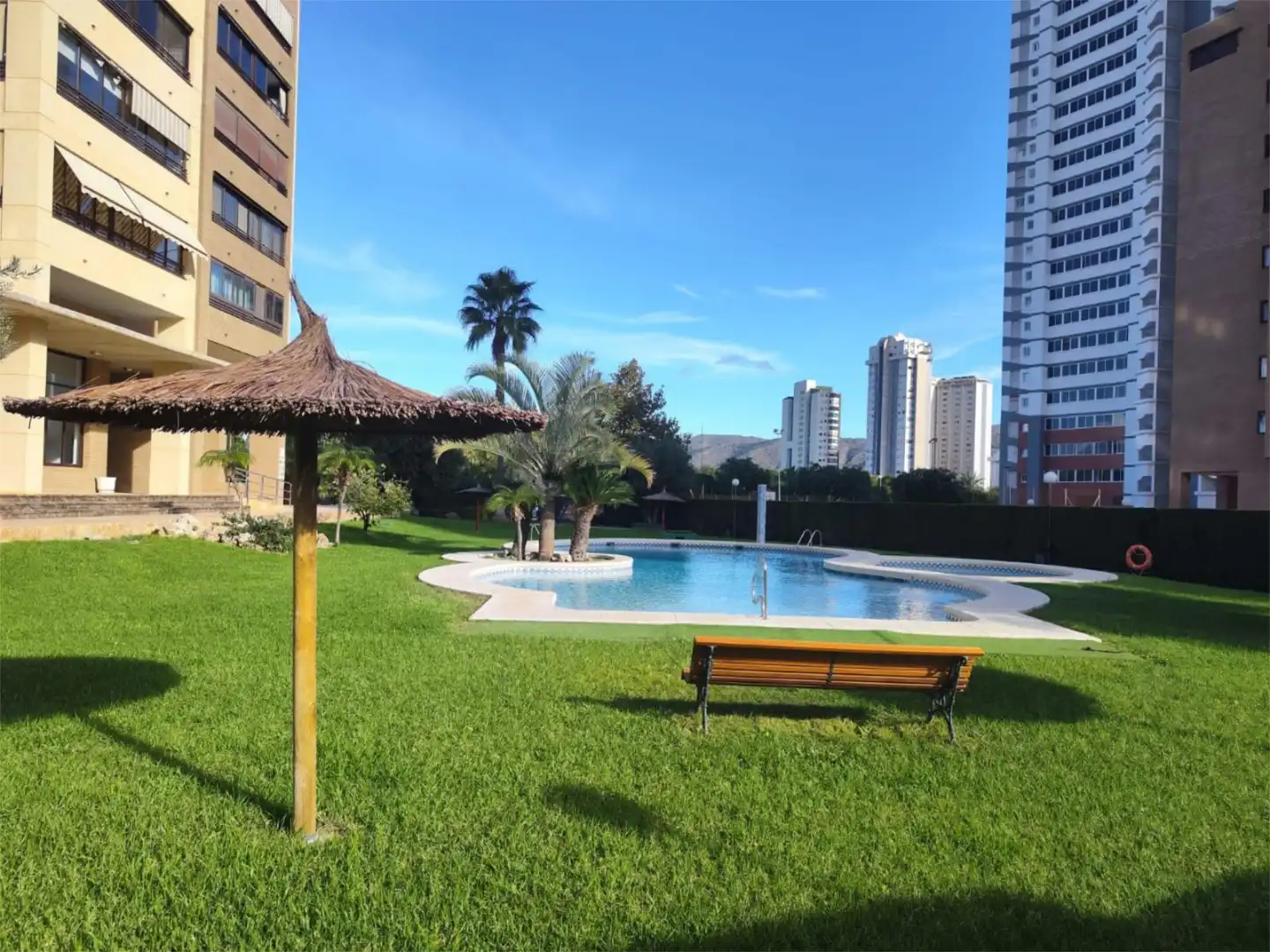 Piscina de Piso de alquiler en Benidorm con Aire acondicionado, Calefacción y Jardín privado