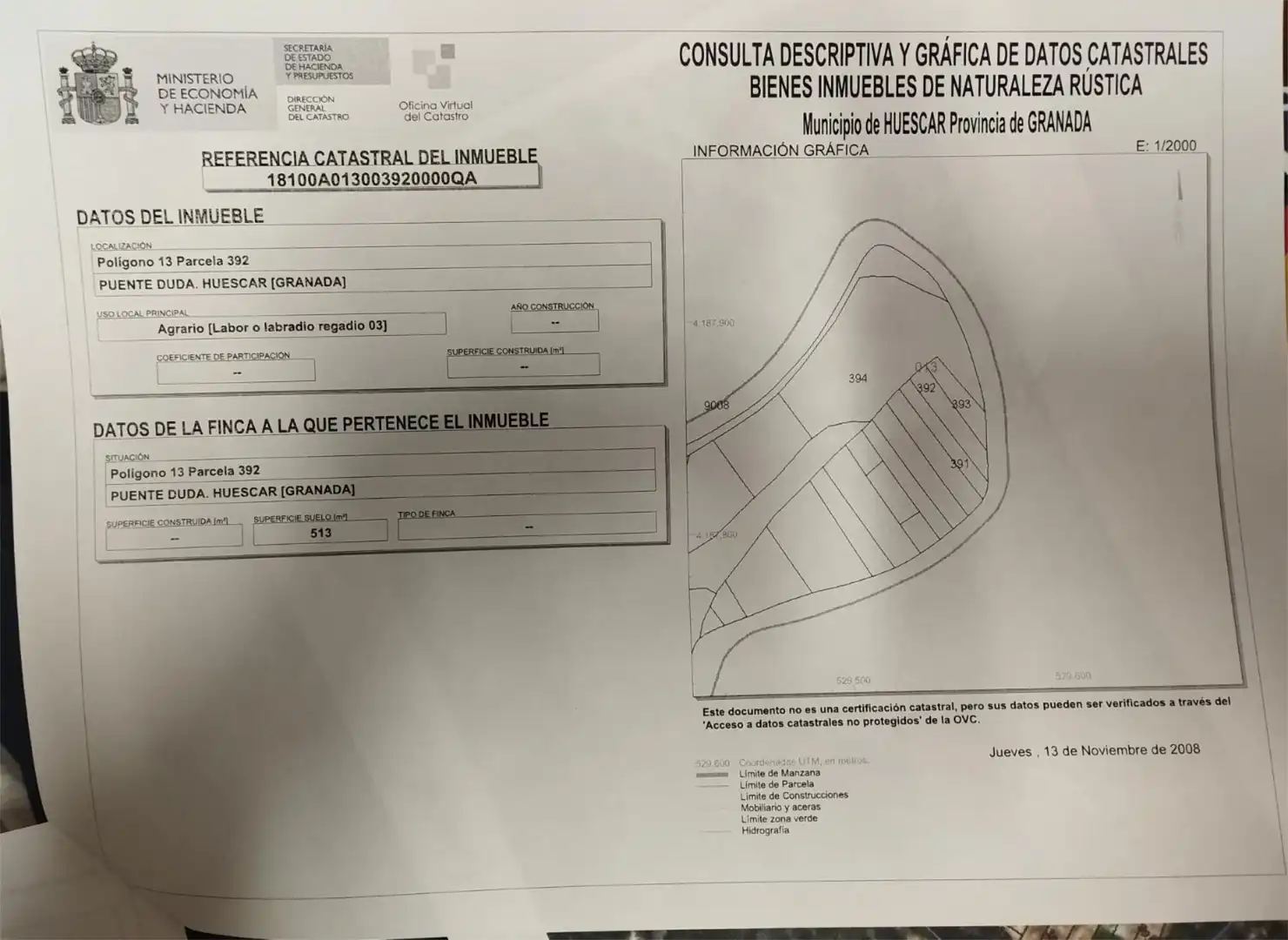 Land for sale in Huéscar