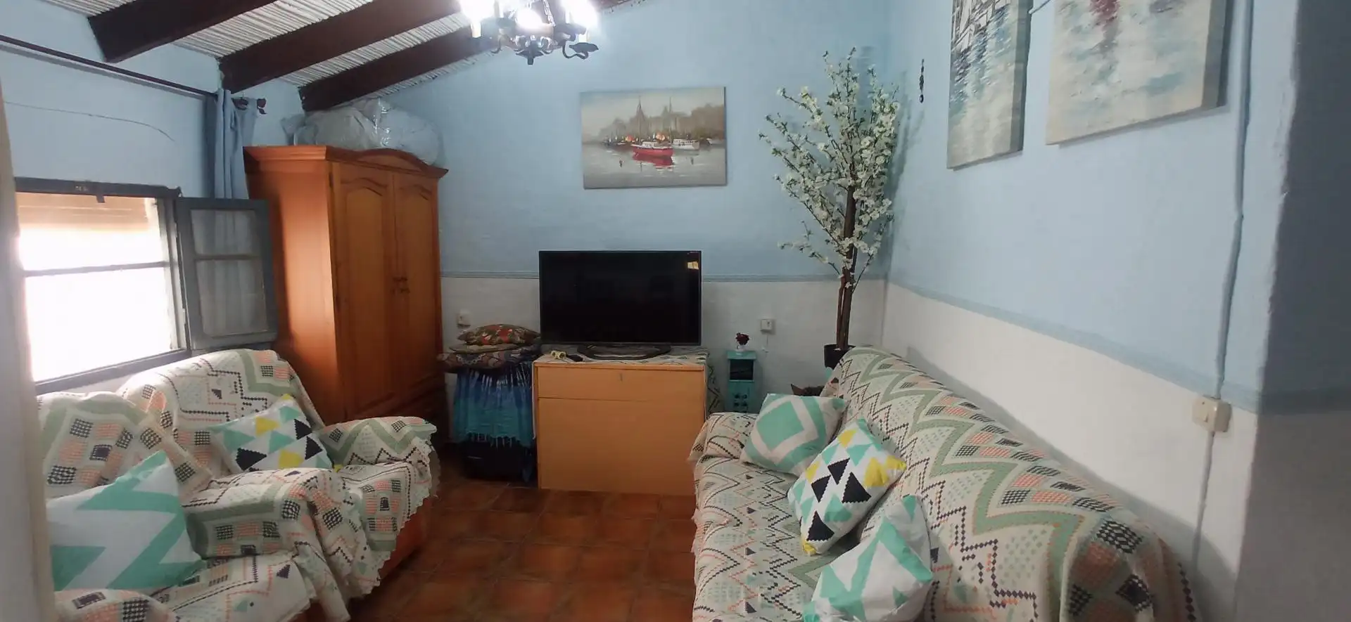 Living room of Detached homes for sale in Almáchar  with Air Conditioner, Heating and Terrace