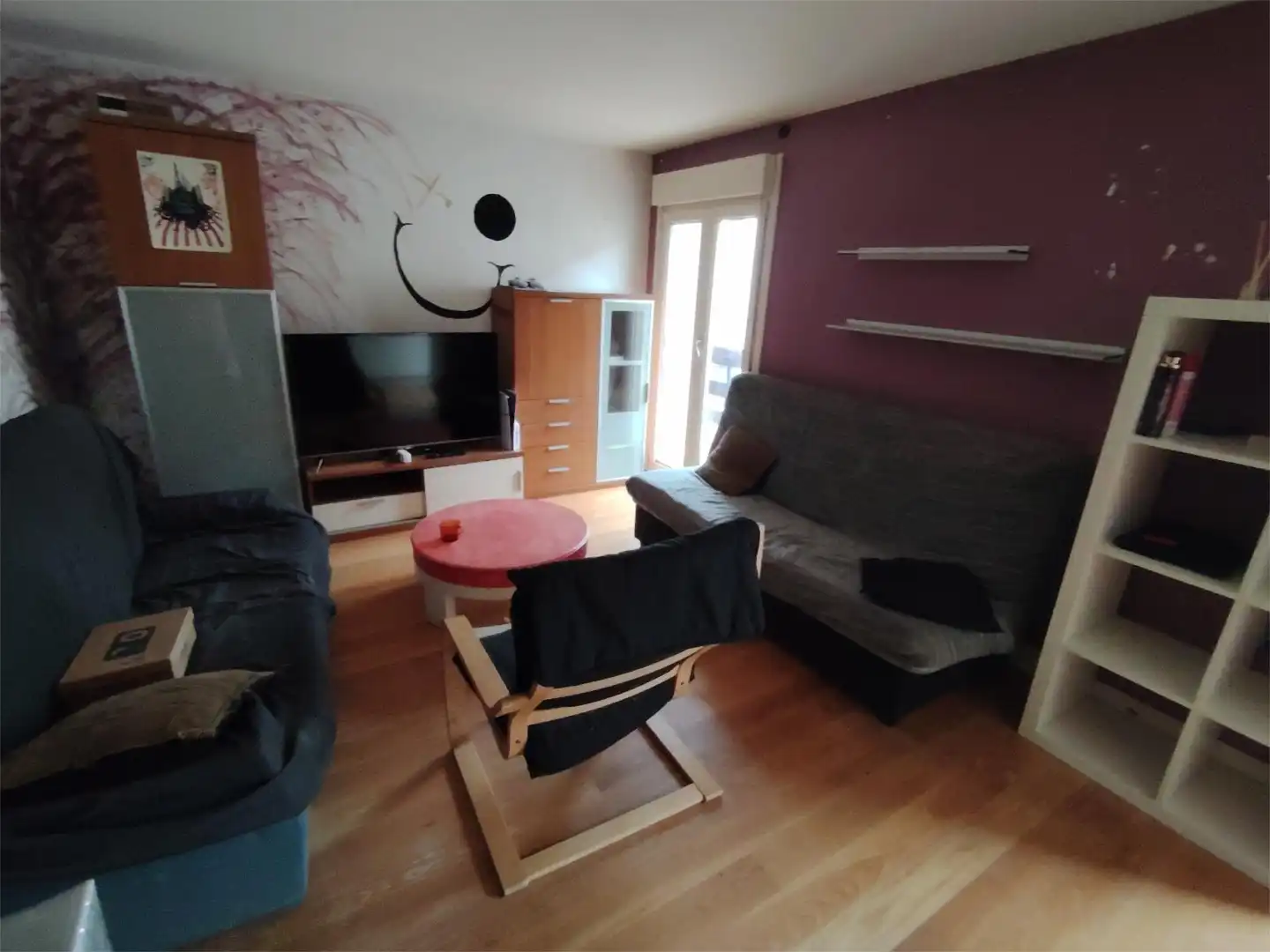 Sala de estar de Estudio para compartir en Zumarraga con Calefacción, Parquet y Terraza