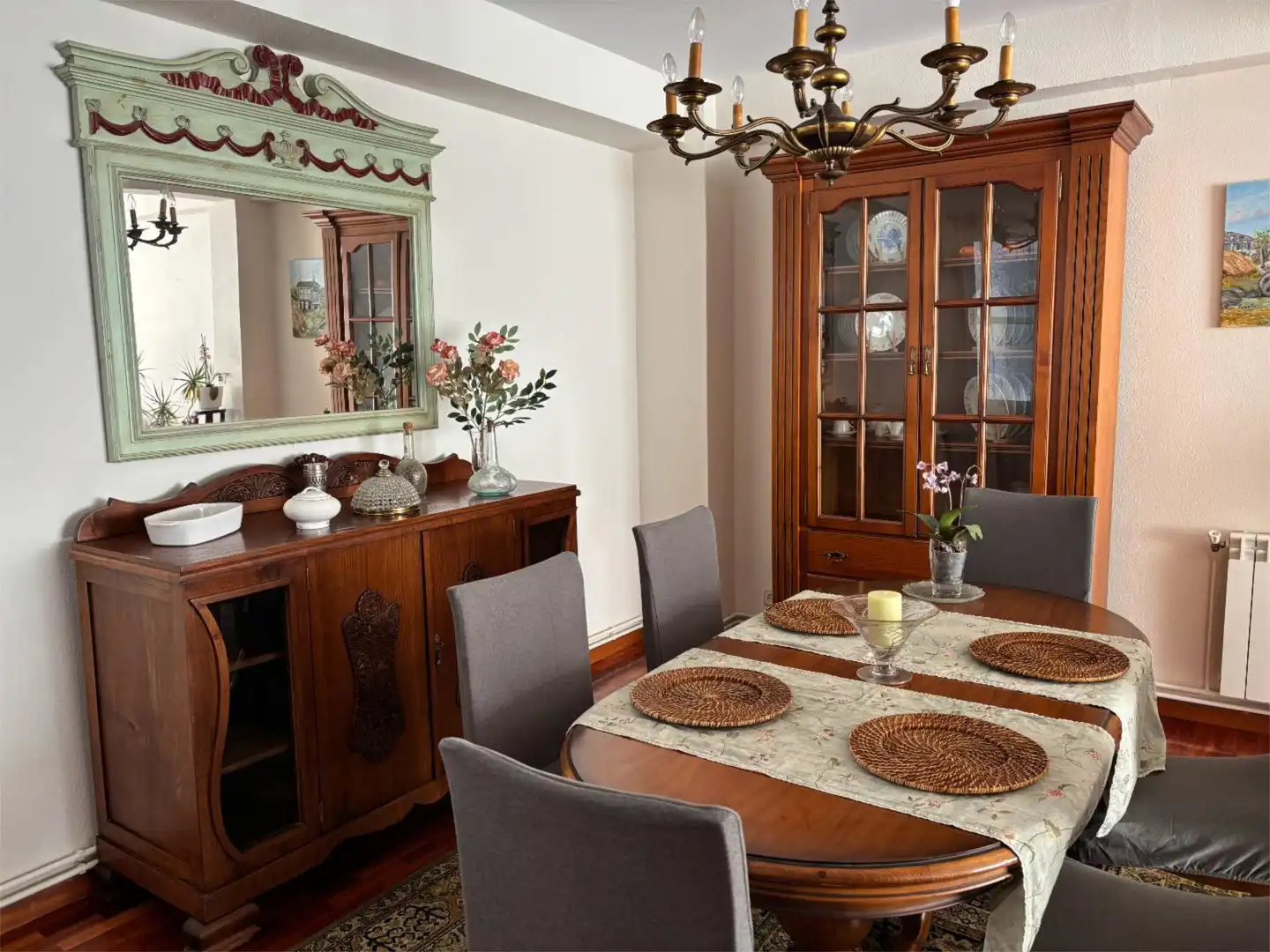 Dining room of Flat for rent in A Coruña Capital   with Heating, Parquet flooring and Furnished