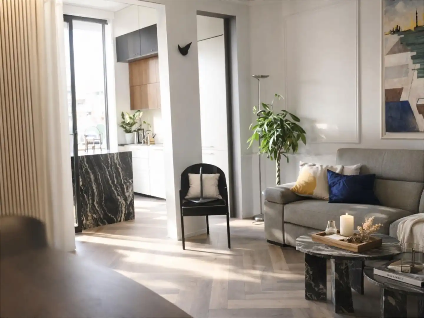 Wohnzimmer von Wohnung zur Miete in  Barcelona Capital mit Klimaanlage, Terrasse und Balkon