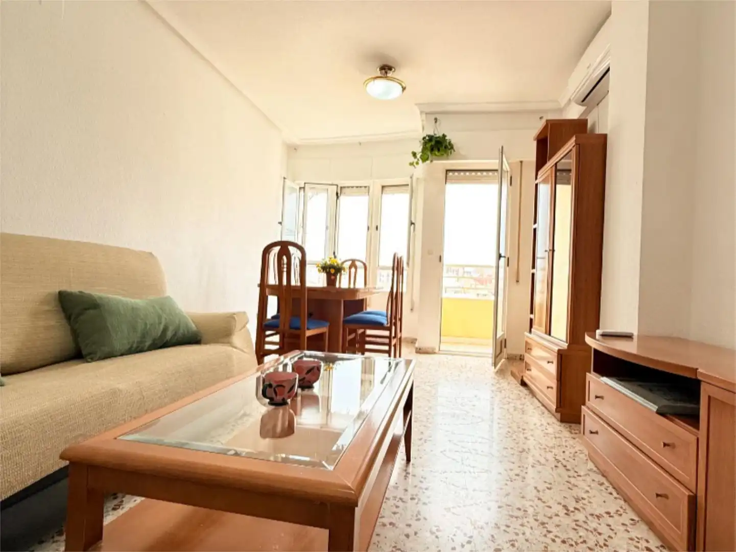 Living room of Flat for rent in El Campello  with Air Conditioner, Furnished and Balcony