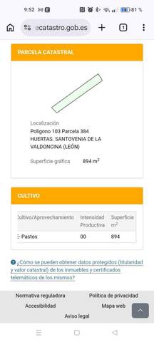 Terreno en Venta en Calle la Fuente, 12 en Santovenia de la Valdoncina