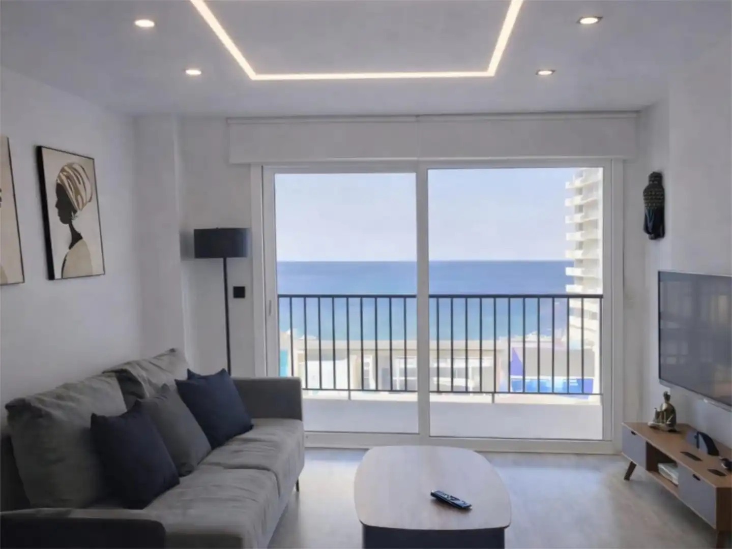 Wohnzimmer von Wohnung zum Verkauf in La Manga del Mar Menor mit Klimaanlage, Terrasse und Schwimmbad