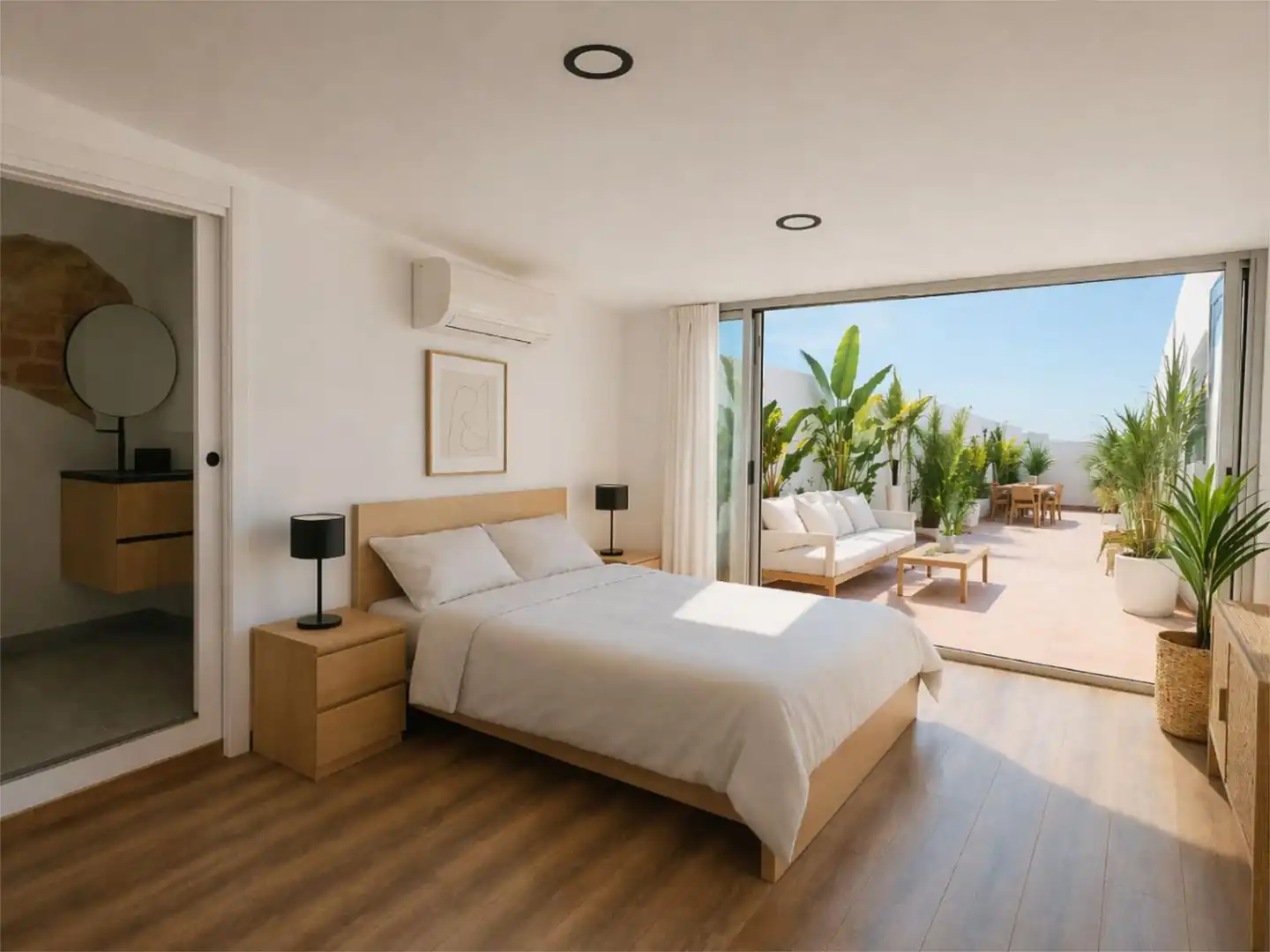 Schlafzimmer von Wohnung zum Verkauf in Vilanova i la Geltrú mit Klimaanlage, Terrasse und Balkon