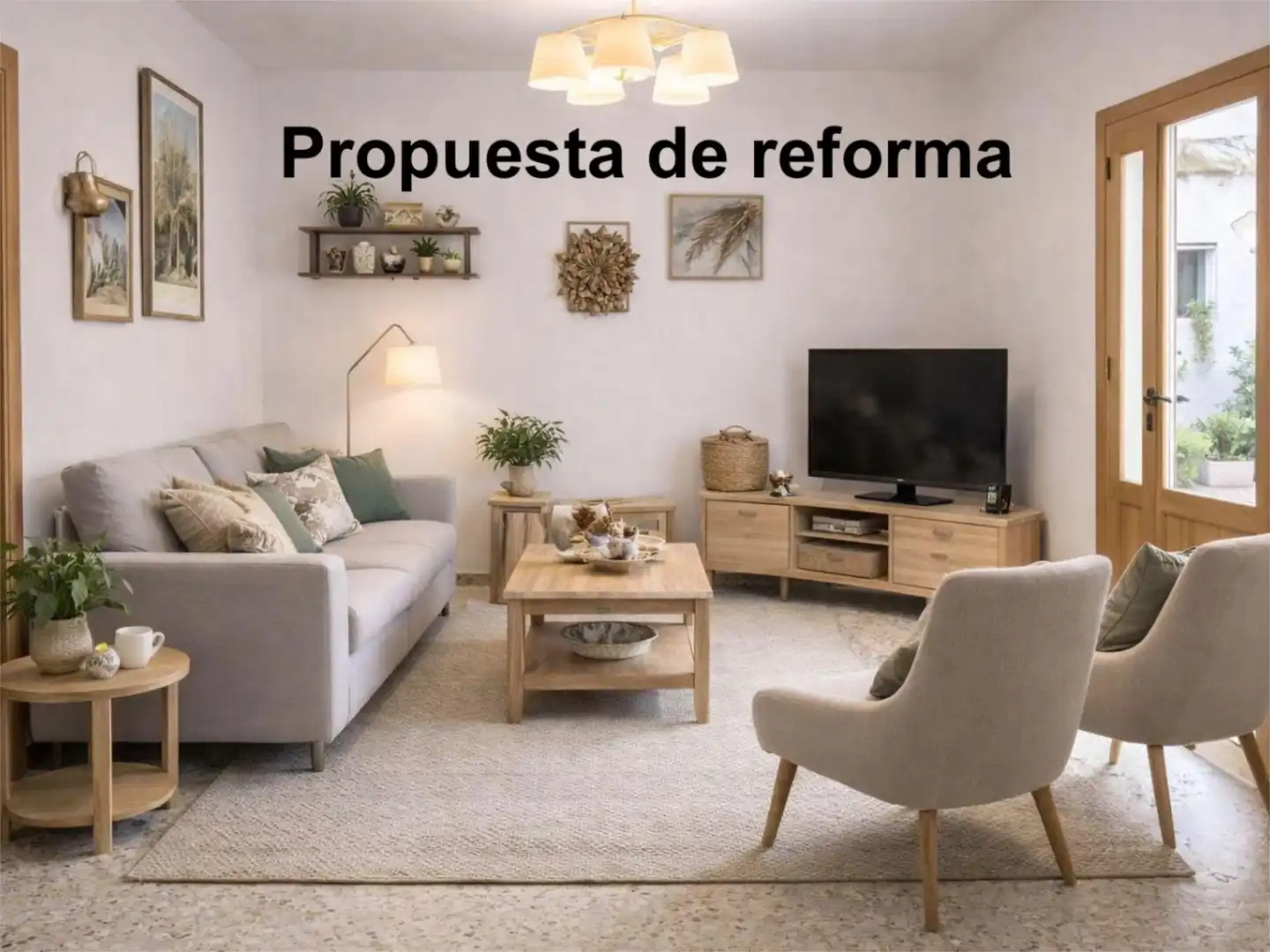 Flat for sale in Calle Fuente, 6, Sevilleja de la Jara Living room of Flat for sale in Sevilleja de la Jara with Air Conditioner, Private garden and Terrace