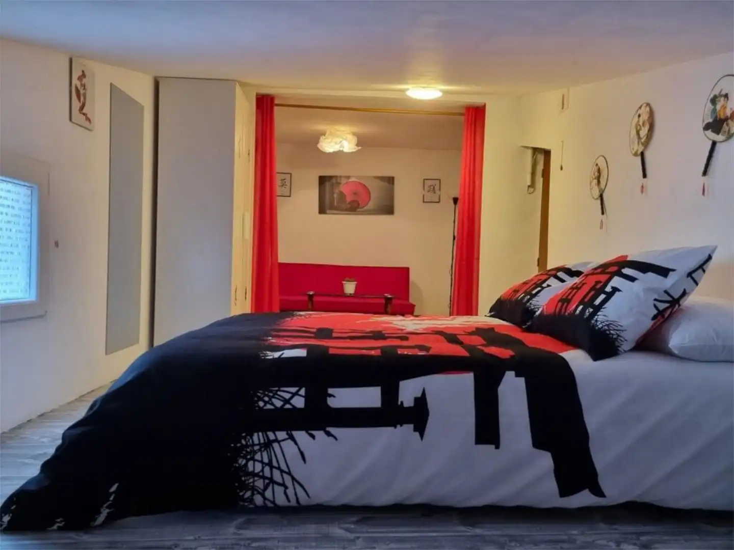 Schlafzimmer von Einfamilien-Reihenhaus zum Verkauf in Pradoluengo mit Abstellraum, Möbliert und Ofen