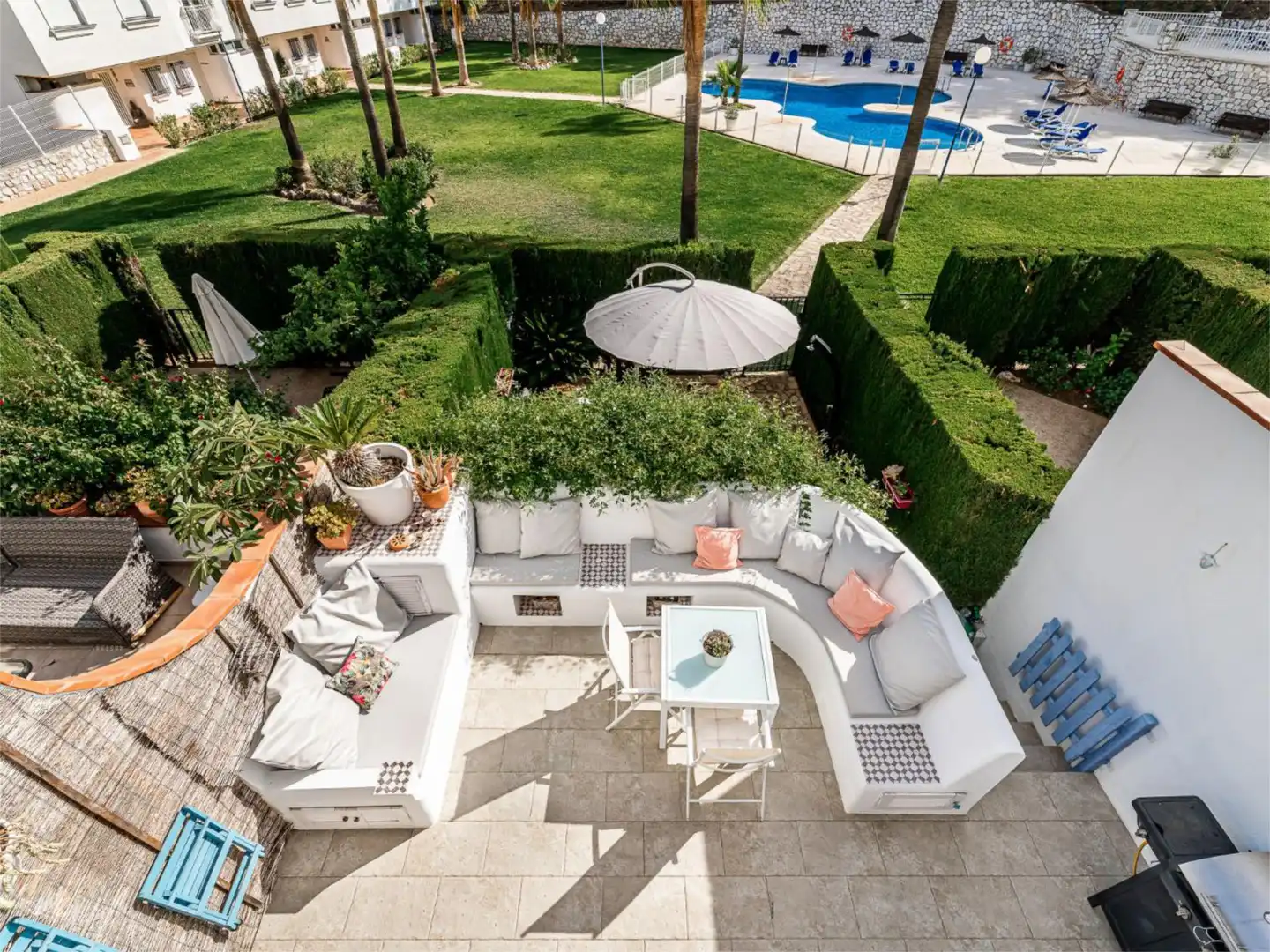 Terrace of Detached homes for rent in Mijas  with Air Conditioner, Heating and Private garden