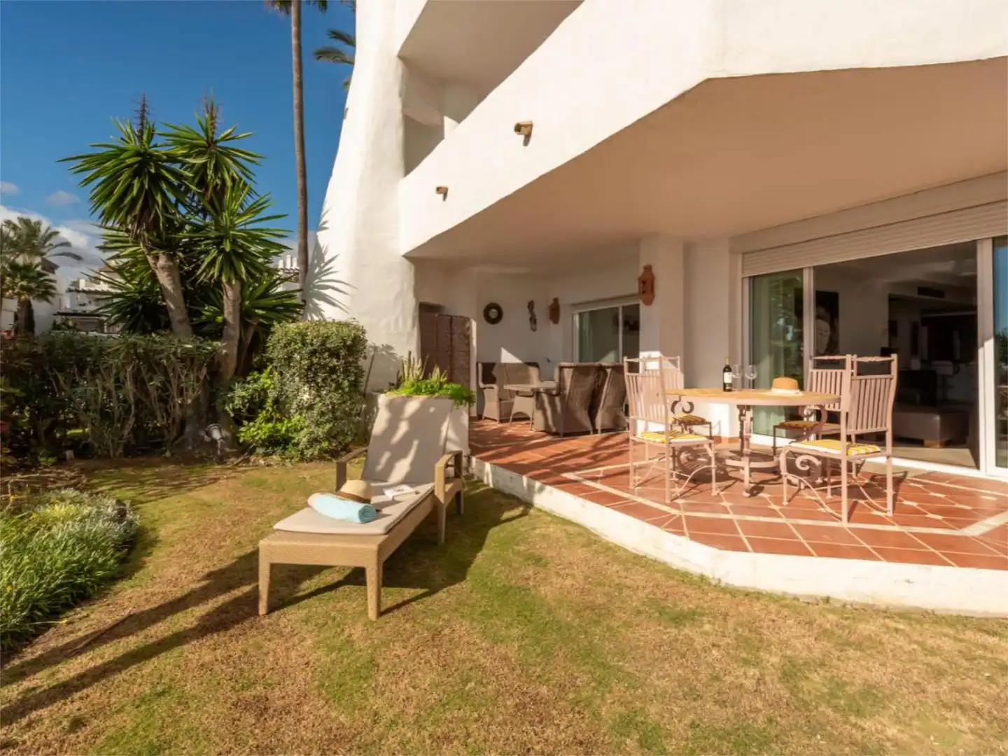 Garden of Flat for rent in Estepona  with Air Conditioner, Heating and Private garden