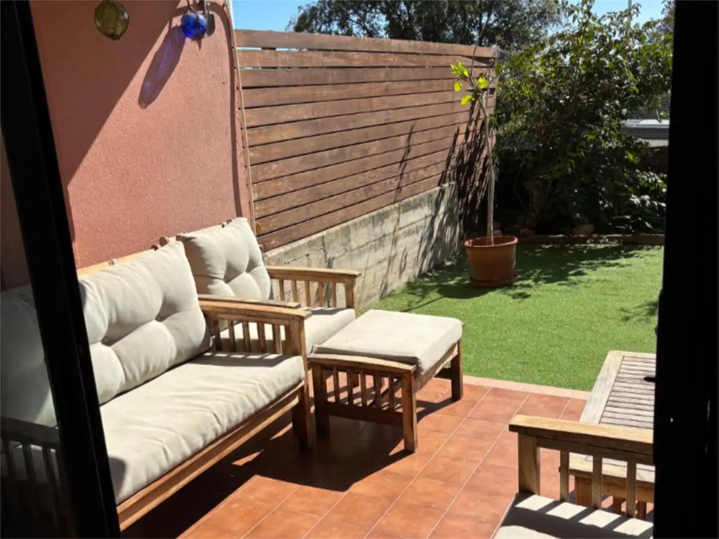 Terrasse von Erdgeschoss zur Miete in Sant Pol de Mar mit Klimaanlage, Heizung und Privatgarten