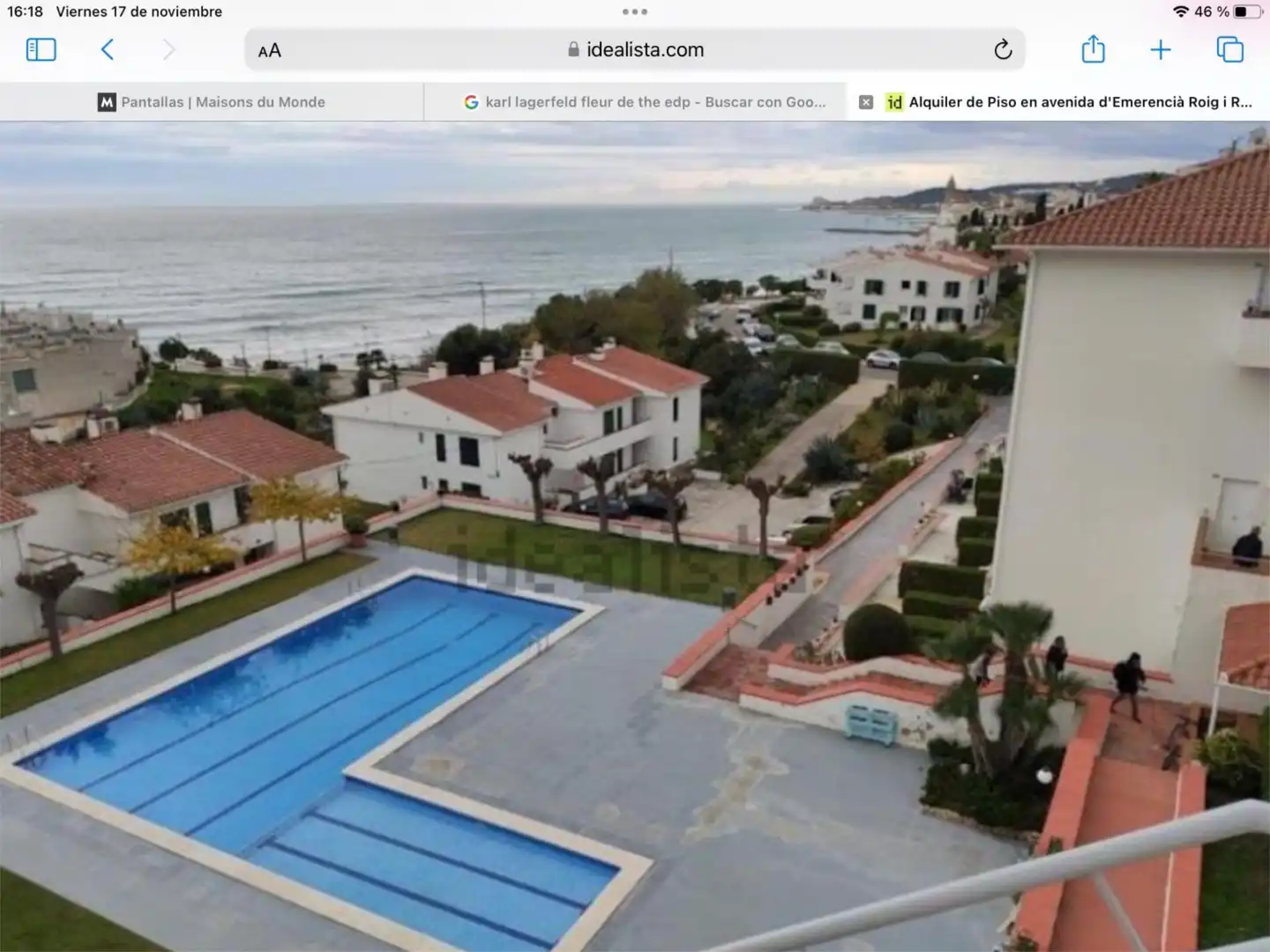 Schwimmbecken von Wohnung zur Miete in Sitges mit Klimaanlage, Privatgarten und Parkett