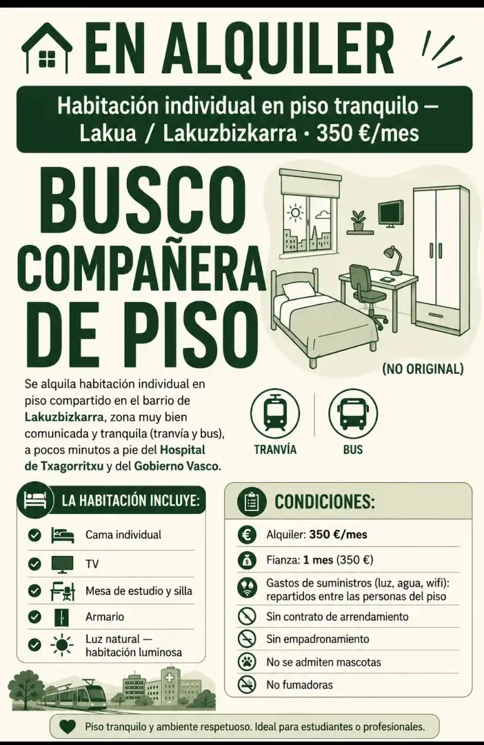 Room in Calle del Duque de Wellington, 23, Sansomendi Exterior view of Flat for share in Vitoria - Gasteiz with Heating, Parquet flooring and Furnished