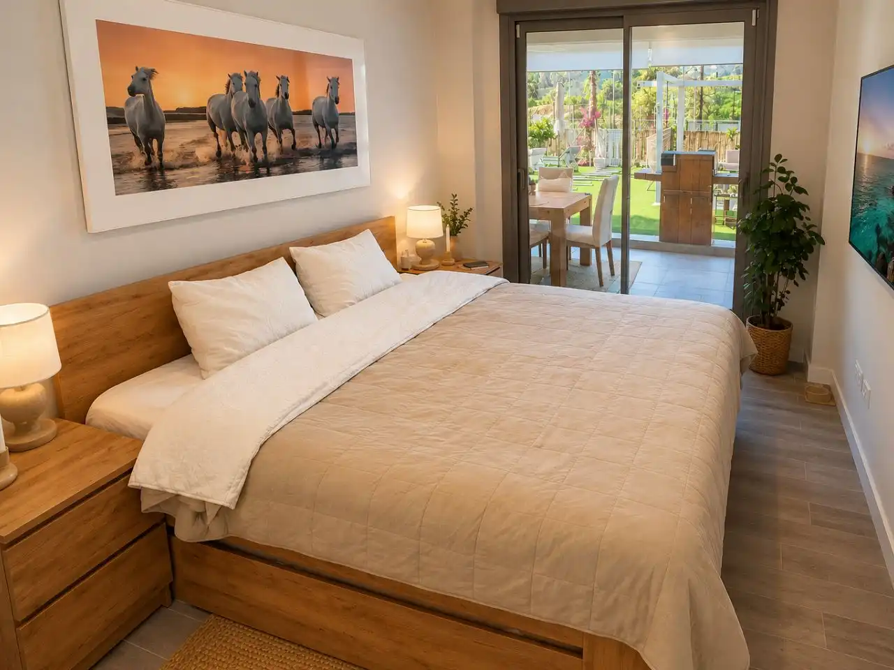 Pis en venda a Mijas Dormitori de Pis en venda en Mijas amb Aire condicionat, Terrassa i Piscina