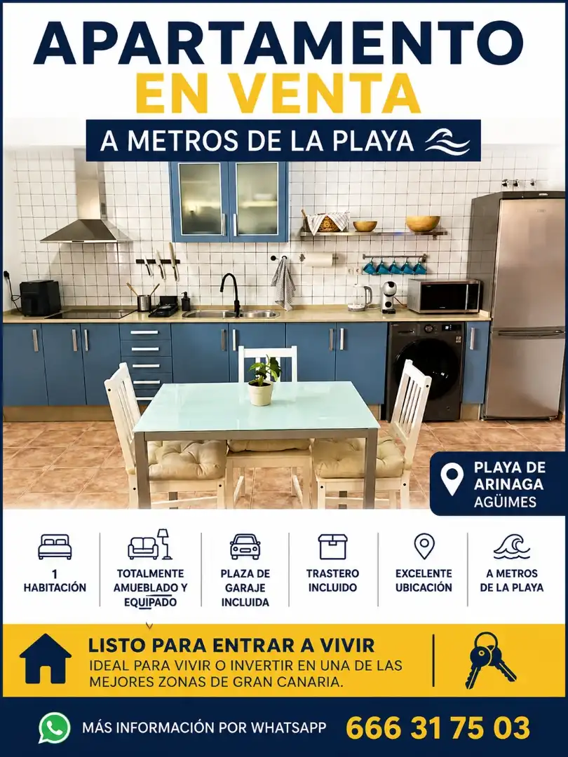 Piso en venta en Calle Almirante Yusty Pita, 10, Playa de Arinaga Cocina de Piso en venta en Agüimes con Trastero, Amueblado y Lavadora