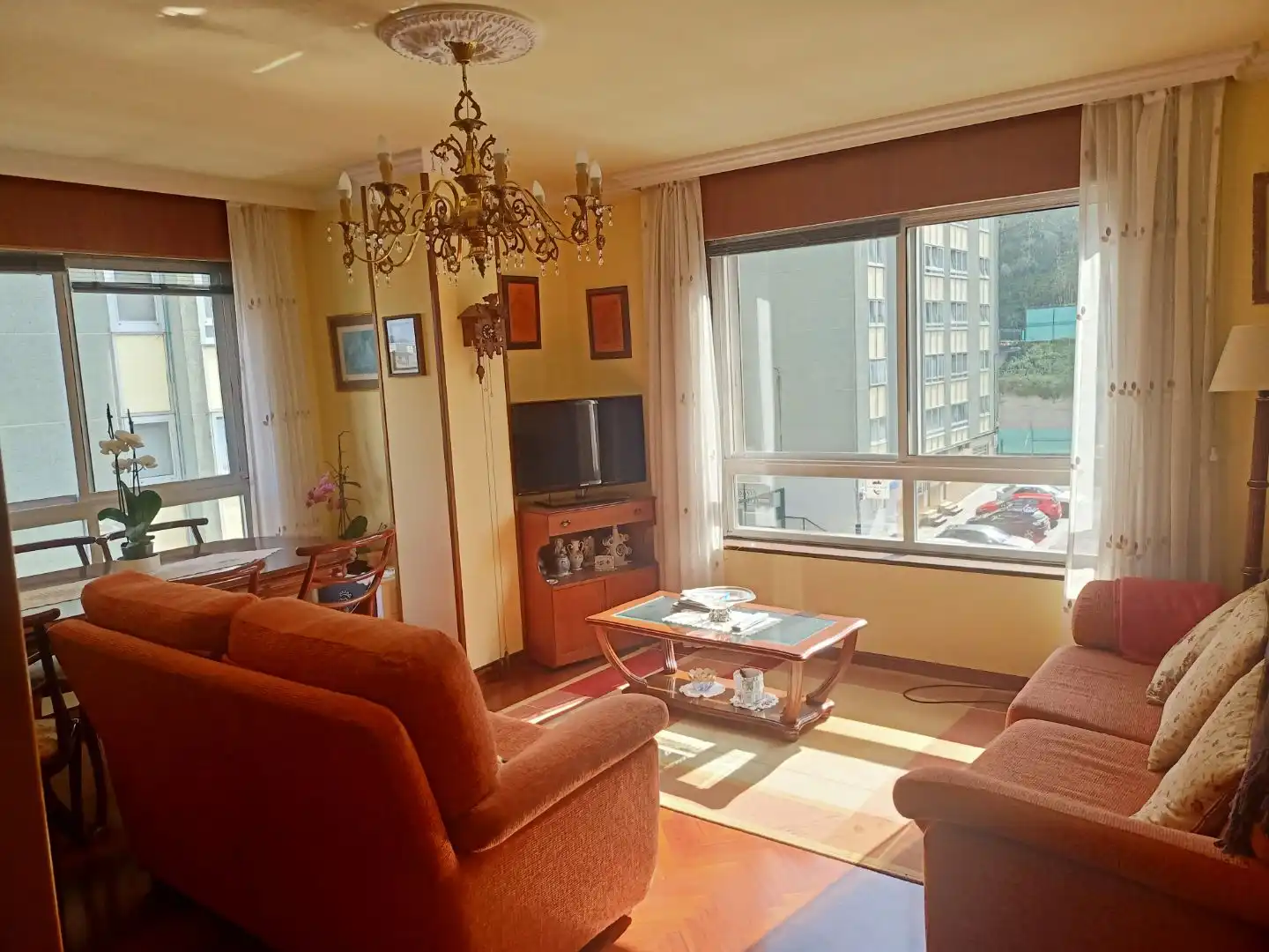 Sala de estar de Piso de alquiler en Culleredo con Parquet, Amueblado y Balcón