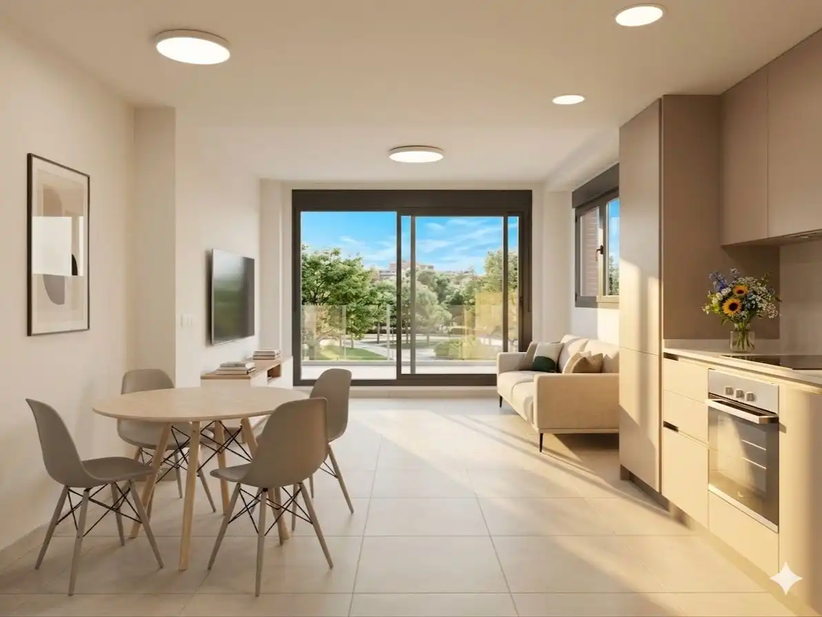 Piso en venta en Calle Brida, 2, Hipódromo - Cerrado del Águila Sala de estar de Piso en venta en Mijas con Aire acondicionado, Terraza y Piscina