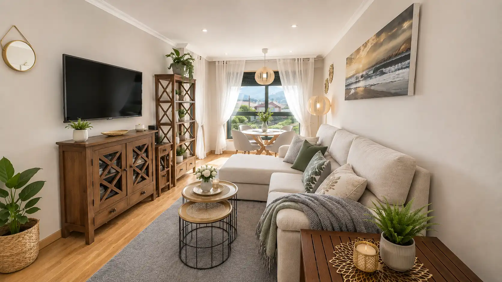 Sala de estar de Piso en venta en Tomiño con Calefacción, Parquet y Piscina