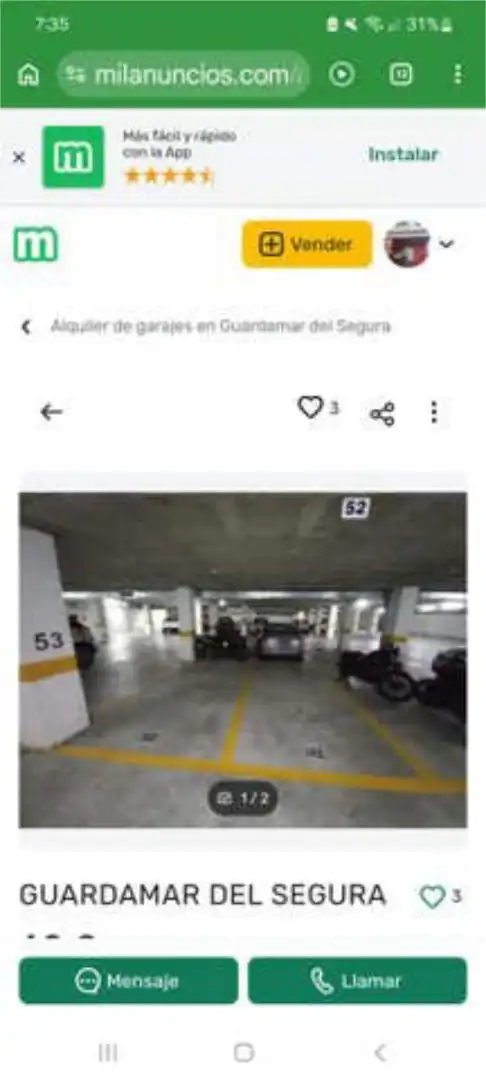 Aparcament de Garatge de lloguer en Guardamar del Segura