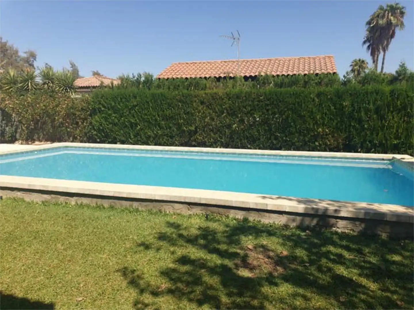 Schwimmbecken von Einfamilien-Reihenhaus zur Miete in San Juan de Aznalfarache mit Heizung, Privatgarten und Schwimmbad