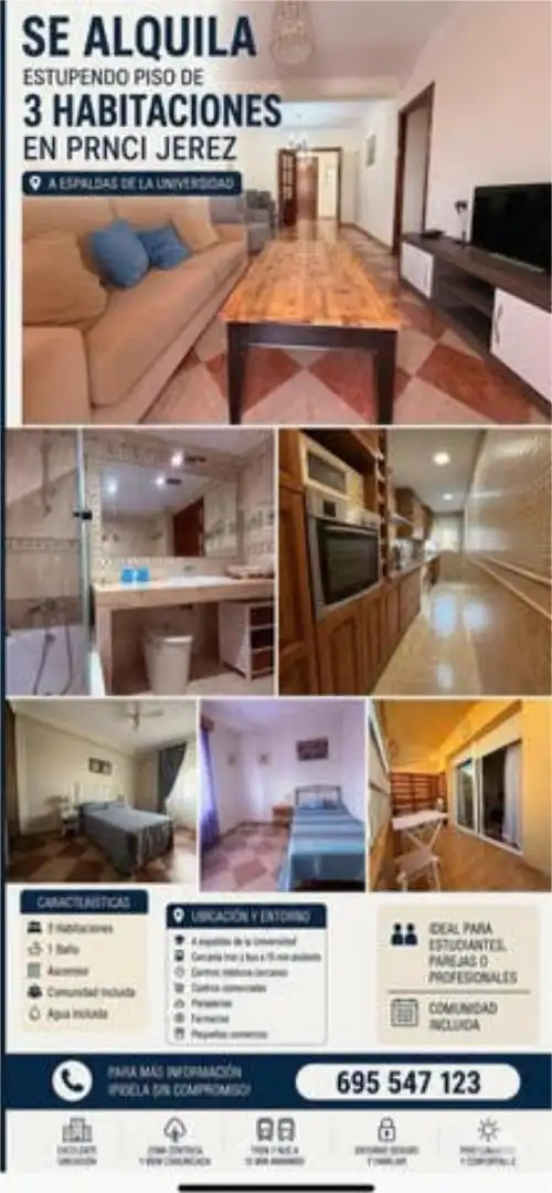 Wohnung zur Miete in Pago San José - Princi - Jerez Küche von Wohnung zur Miete in Jerez de la Frontera mit Terrasse und Möbliert