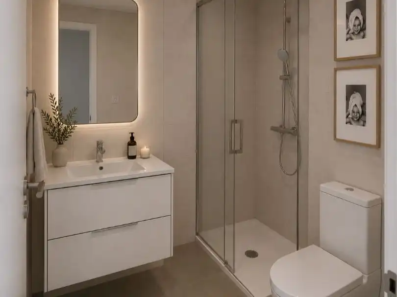 Badezimmer von Wohnung zur Miete in Torremolinos mit Klimaanlage, Heizung und Privatgarten