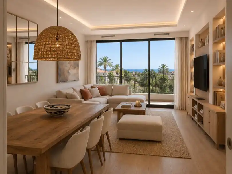 Wohnzimmer von Wohnung zur Miete in Torremolinos mit Klimaanlage, Heizung und Privatgarten