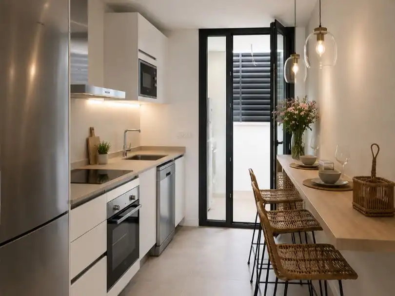 Küche von Wohnung zur Miete in Torremolinos mit Klimaanlage, Heizung und Privatgarten
