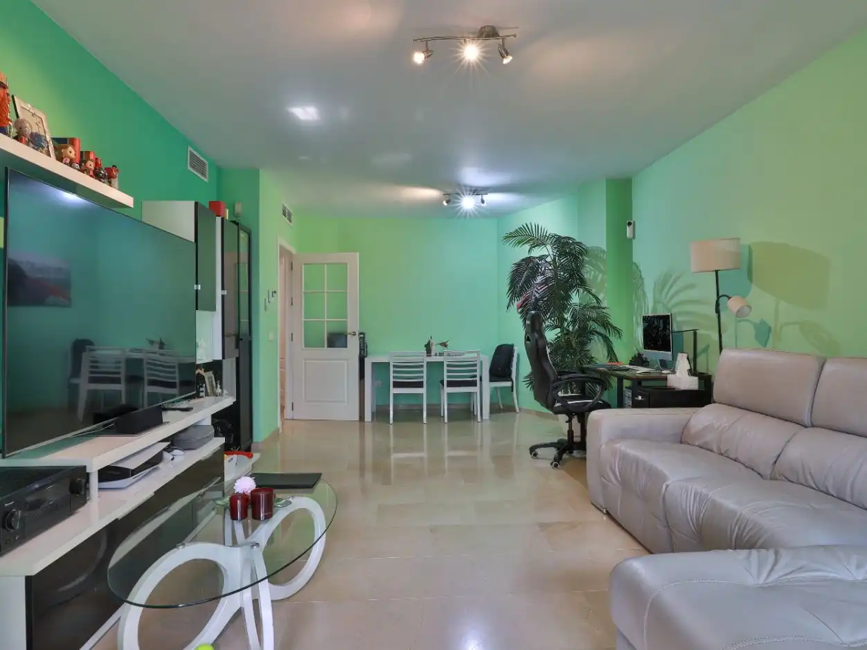 Flat for sale in Calle Incosol, 137, Río Real Living room of Flat for sale in Marbella with Air Conditioner, Terrace and Swimming Pool
